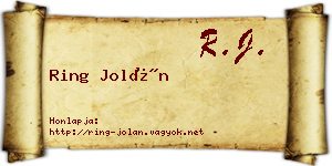 Ring Jolán névjegykártya