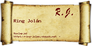 Ring Jolán névjegykártya